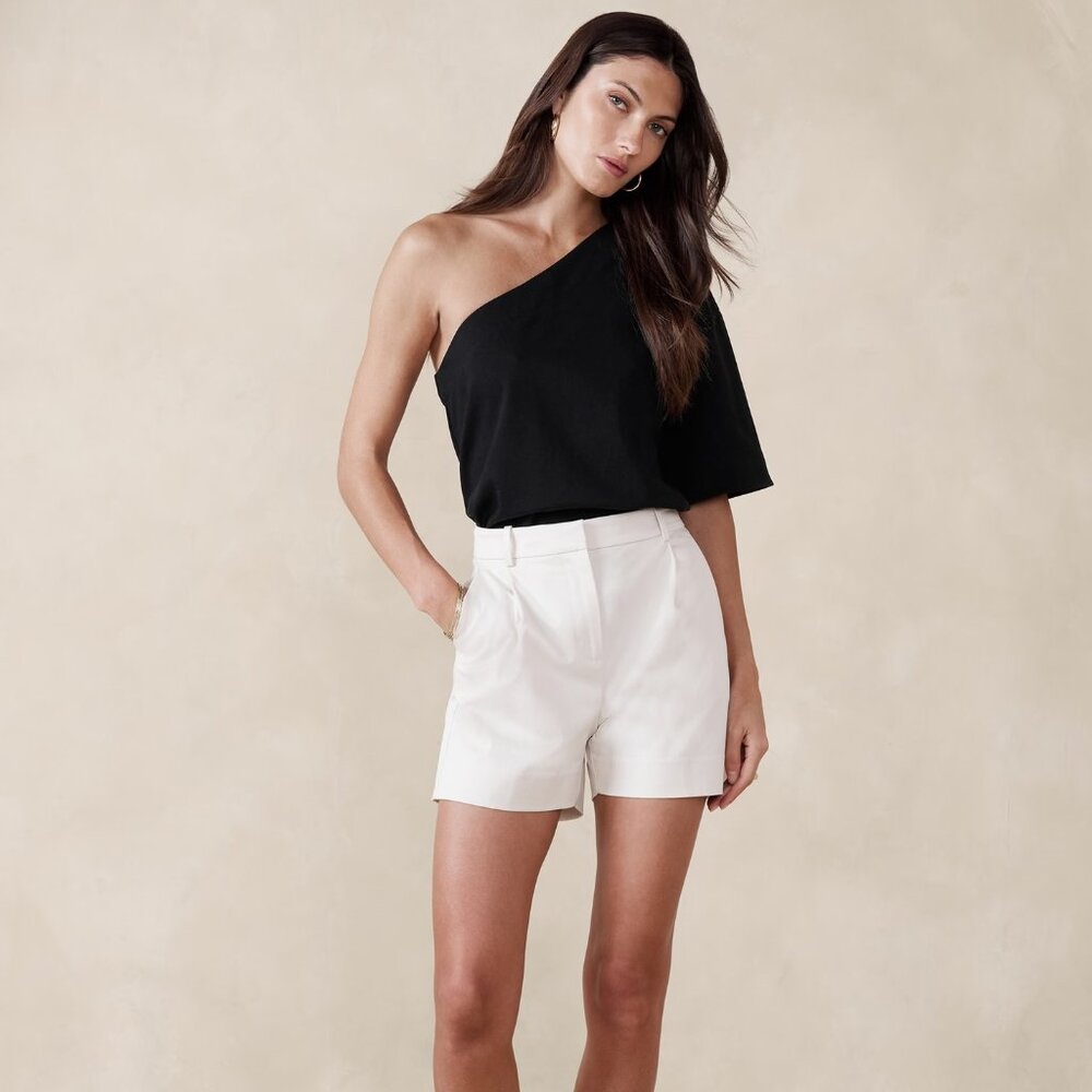 NEW Banana Republic Cotton One-Shoulder T-Shirt Size XS Color Black